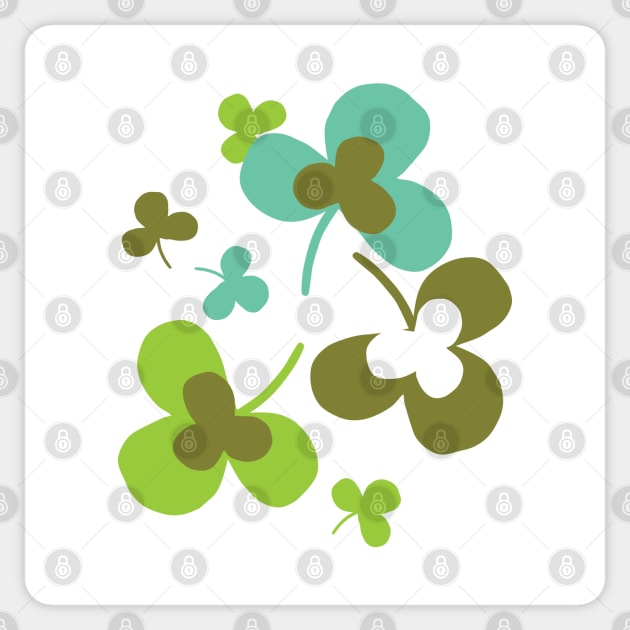 Happy Green Clover Leaves Silhouette Art Sticker by FlinArt